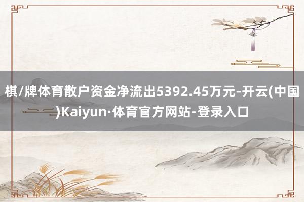 棋/牌体育散户资金净流出5392.45万元-开云(中国)Kaiyun·体育官方网站-登录入口