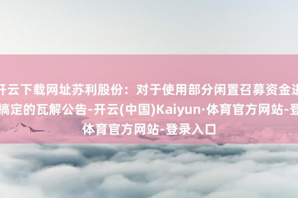 开云下载网址苏利股份：对于使用部分闲置召募资金进行现款搞定的瓦解公告-开云(中国)Kaiyun·体育官方网站-登录入口