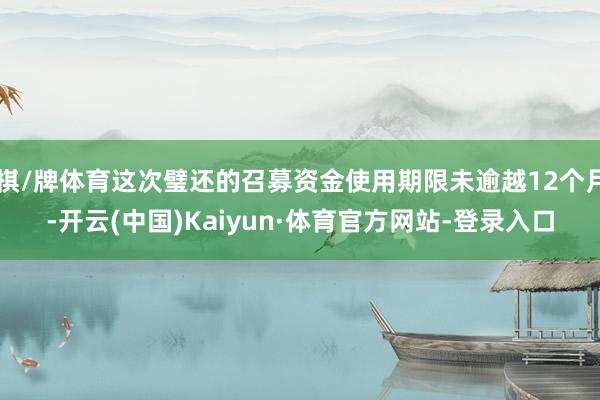 棋/牌体育这次璧还的召募资金使用期限未逾越12个月-开云(中国)Kaiyun·体育官方网站-登录入口