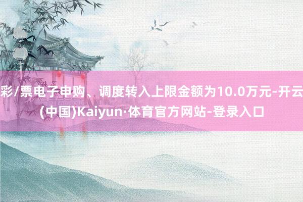 彩/票电子申购、调度转入上限金额为10.0万元-开云(中国)Kaiyun·体育官方网站-登录入口