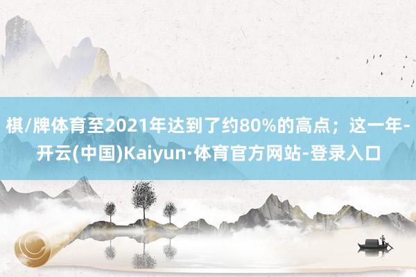棋/牌体育至2021年达到了约80%的高点；这一年-开云(中国)Kaiyun·体育官方网站-登录入口